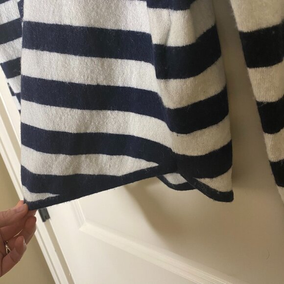 Madewell S Navy White Stripe Mock Neck Sweater Wool Alpaca Blend Preppy - Picture 9 of 9